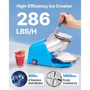 Macchina Elettrica Tritaghiaccio a 4 Lame, Produzione 286 libbre all'Ora, Macchina per Coni di Neve con Ciotola e Coperchio in Acciaio Inossidabile - Product Image 2