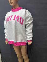 Sudadera de cuello alto de forro polar para mujer, personalizada con bordado, color rosa liso, con aplique frontal y diseño de letras, manga regular, tejida.