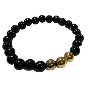 Bracelet en cristal, obsidienne noire et pyrite, perles rondes, 8 mm, pierres précieuses, mode, cadeau pour homme et femme, énergie - Product Image 1