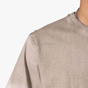 Camiseta personalizada para hombre 100% algodón hombro caído ropa de calle Boxy de gran tamaño Vintage peso pesado lavado ácido estampado largo de talla grande - Product Image 6