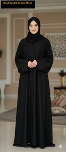 Ensemble Abaya Hijab Kaki à Manches Longues, Robe Musulmane avec Boutons à Pompons, Tenue Modeste - Product Image 3