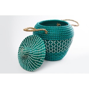 Panier en jonc de mer vert fait main, panier de rangement, vente en gros, écologique, fabriqué au Vietnam - Product Image 6