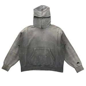 Sweat à capuche épais 420 g/m² sans cordon, personnalisé pour homme, effet vieilli, coupe oversize, vierge, délavé à l'acide, style vintage - Product Image 6