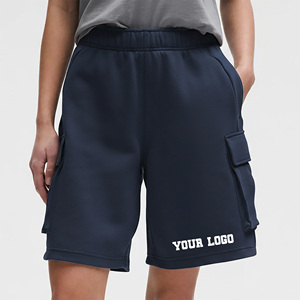 Shorts cargo mi-taille pour femme, couleur personnalisable, coupe classique, décontractés, en molleton, avec poches, position du logo personnalisé, 100 % coton - Product Image 5