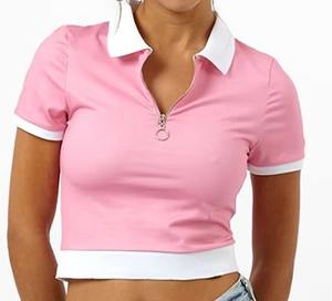 Camiseta Polo Corta para Mujer, Venta al Por Mayor, Diseño de Alta Calidad en Algodón de Secado Rápido y Transpirable, Impresión Personalizable - Product Image 1