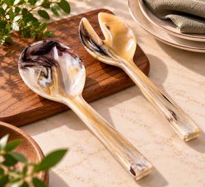 Ensemble de service à salade en résine décorative, cuillères et pinces à salade modernes, accessoires de cuisine en gros - Product Image 3