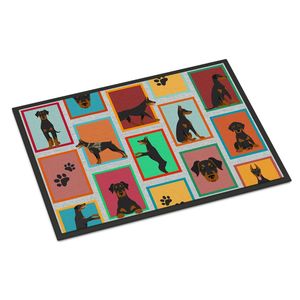 Doberman Pinscher paillasson antidérapant et lavable à poils bas tapis d'entrée intérieur/extérieur 24H X 36W pour porte d'entrée - Product Image 1