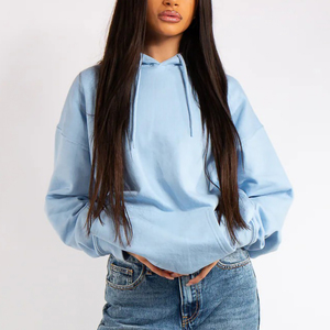 Custom <b>Drop</b> Shoulder Heavyweight Polyester/Cotton Fleece Acid Wash Front New Arrival Oversize Women's Hoodies Long Sleeve - Product Image 6