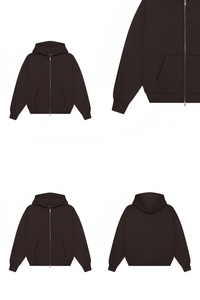 เสื้อฮู้ดโอเวอร์ไซส์สีน้ำตาลเอสเพรสโซแบบซิป  ผ้าฟลีซหนานุ่ม สกรีนโลโก้ได้ตามสั่ง  สตรีทแวร์  ผู้ผลิต OEM ขายส่ง - Product Image 4