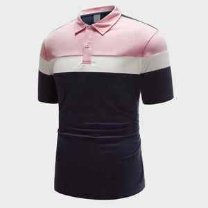 Polo brodé personnalisé en gros pour hommes, rose et noir, polo de golf uni imprimé sur mesure, t-shirt 100 % coton pour hommes - Product Image 5