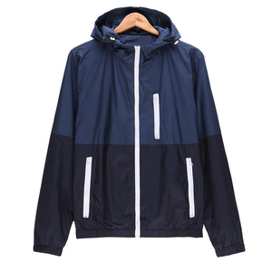 Wholesale <b>Men's</b> Blue Color Plain waterproof Windbreaker <b>Jackets</b> in Stand Collar Zipper up Nylon Material <b>Men</b> <b>Jackets</b> - Product Image 5
