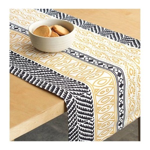 Grey Floral Printed Wedding Luxury Beautiful 100% Organic Cotton GOTS Certificate Modern Dining Table <b>Runner</b> With Mat For Hotels - Product Image 5