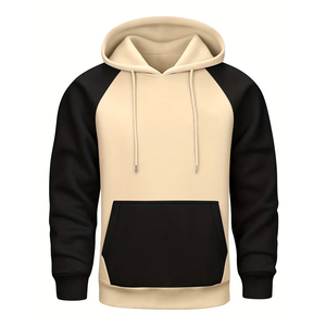 Sweat-shirt à capuche pour homme, couleur unie, manches raglan, tricoté, coupe régulière, vêtement d'automne - Product Image 3