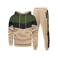 Ensemble de survêtement à capuche color block écologique pour homme, en polaire, avec logo personnalisé, idéal pour le sport et la détente, anti-boulochage