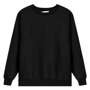 เสื้อสเวตเชิ้ตคอกลมสีดำสำหรับผู้หญิง แขนยาว ผ้าถัก สีพื้น ใส่สบายๆ ในฤดูใบไม้ร่วง ทรงปกติ ผ้าฝ้าย/ใยไผ่ ระบายอากาศได้ดี - Product Image 1
