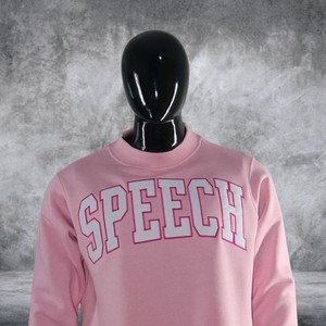 SPEECH Custom High Quality Vintage Applique Embroidery Letter Heavyweight Crewneck <b>Mock</b> <b>Neck</b> Sweatshirt Oversized Unisex OEM ODM - Product Image 4