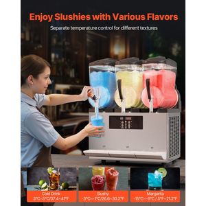 Macchina Commerciale per Bevande Congelate in Acciaio Inox con Tre Vasche da 12L, Capacità 144 Bicchieri per Margarita e Frullati - Product Image 3