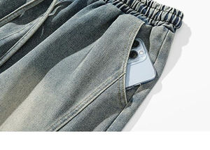 Pantalones Cortos de Hombre, Corte Holgado, 100% Algodón, Denim Grueso, Cintura Media, Cintura Elástica, Bolsillos, Estilo Baggy, Pantalones Cortos de Skate - Product Image 6