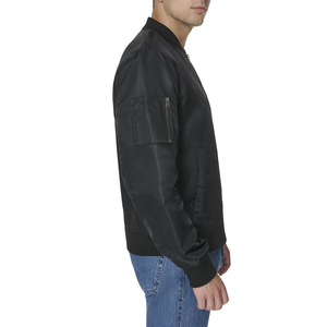 Dernière tendance de la mode, veste bomber en nylon à fermeture éclair unie pour homme, style streetwear décontracté d'hiver - Product Image 5