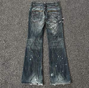 <b>Men</b> High Waist <b>Flare</b> <b>Jeans</b> Distressed Ripped Denim Punk Style Cotton Pants Streetwear Button Fly Autumn Wear - Product Image 3