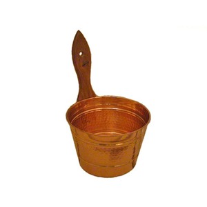 Ensemble seau et louche en cuivre pur martelé fait main, luxueux seau à eau pour spa avec poignée en bois résistante à la chaleur - Product Image 2