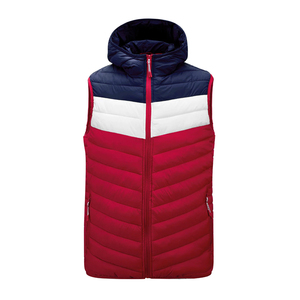 Hooded Men's Winter <b>Puffer</b> Vest Blue <b>White</b> Color Blocking Windproof Zipper Closure Casual Outdoor <b>Jacket</b> Thick Polyester Front - Product Image 6