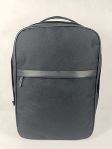 Black Polyester Laptop <b>Backpack</b> with Front Zipper Pocket, <b>Lightweight</b> Business Travel <b>Backpack</b>, Minimalist Casual School Bag - Product Image 1