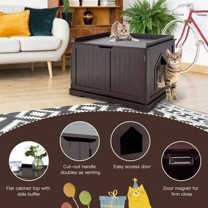 Grande litière pour chat avec double accès par porte, accessoire pour un habitat confortable pour votre chat - Product Image 5