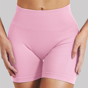 High Waist <b>Compression</b> <b>Shorts</b> for <b>Women</b> Solid Color Breathable Knitted Sporty Fit Spandex Nylon Elastic Waist - Product Image 6
