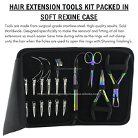 Kit d'outils pour extensions capillaires en acier inoxydable : Pince à micro-perles, Pince à sertir, Crochet de séparation, Aiguille à boucle, Aiguille à coudre 12