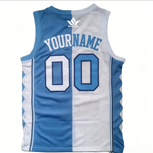 Camiseta de Baloncesto Personalizada SPARKWELL Azul y Blanca, Unisex, Sin Mangas, de Malla Sublimada, Transpirable, de Poliéster, Uniforme Deportivo para Equipos Adultos - Product Image 1