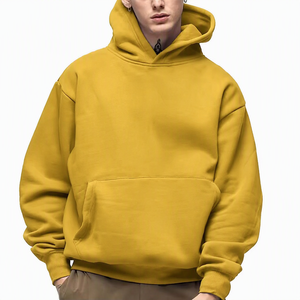 เสื้อฮู้ดผู้ชายสีเทา ทรงโอเวอร์ไซส์ ผ้าฟลีซ สีพื้น สไตล์ลำลองสำหรับฤดูใบไม้ร่วง ผลิตจากผ้าฝ้ายถัก 100% - Product Image 6
