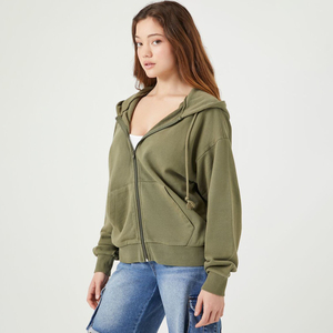 Hoodies de sport pour femmes, en coton respirant, doublés, confortables, coupe ample, crop top, personnalisables, grandes tailles, pour l'hiver - Product Image 2