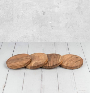Sous-verres et dessous de plat en bois écologiques, design rustique, article de décoration de table, sous-verres et dessous de plat ronds en bois - Product Image 4