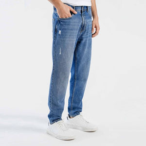 Jeans pour hommes coupe droite bleu denim slim, best-seller, service OEM - Product Image 2