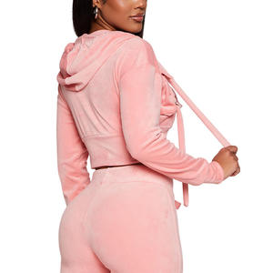 Conjunto Deportivo de Dos Piezas de Terciopelo de Alta Calidad, con Capucha, Estampado, Informal, Transpirable, de Secado Rápido, 100% Nailon, Cortavientos, para Otoño, Venta al Por Mayor - Product Image 3