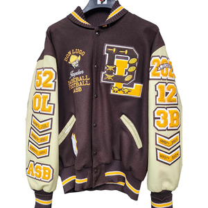 Custom Woolen Chenille Embroidery Patch Oversized Solid Letterman Baseball Varsity <b>Jackets</b> for <b>Men</b> Winter Black & <b>White</b> - Product Image 1