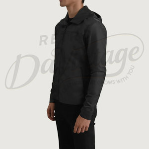 Chaqueta Cortavientos Ligera Negra para Hombre con Capucha, Corte Ajustado, Resistente al Agua, Chaqueta Deportiva Informal para Exteriores, Chaqueta de Golf - Product Image 5