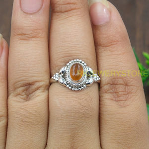 Anillo de Piedra Preciosa Cornalina Naranja Natural, Plata de Ley 925, Anillo Hecho a Mano, Anillo de Diseño Vintage para Mujer, Joyería - Product Image 2