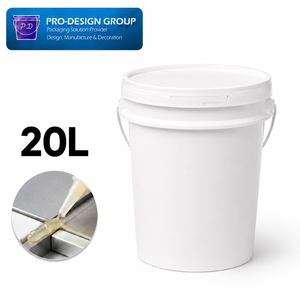 20L Plastic Adhesive <b>Bucket</b> <b>with</b> Handle and Flat <b>Lid</b> for Construction Use, ISO 9001 Manufacturer - Product Image 1