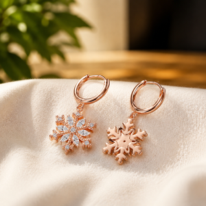 Boucles d'oreilles pendantes en forme de flocon de neige avec diamant taille marquise, plaquées or rose, en moissanite, pour femme, cadeau de fête - Product Image 2