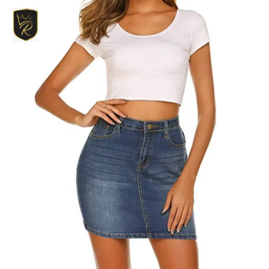 Jupe en jean ample et décontractée pour femme, taille haute, coupe droite, à boutons, unie, respirante, style vintage streetwear pour l'automne - Product Image 3