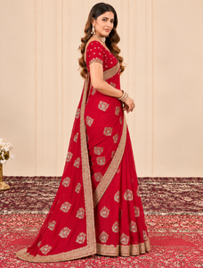 Sari en velours satiné émeraude de qualité supérieure, broderie florale, bordure Jarkan Swarovski, tenue de mariage traditionnelle pour femmes, style Inde Pakistan - Product Image 1