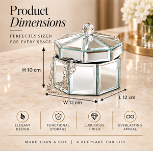 Crystal <b>Mirror</b> Glass <b>Jewelry</b> <b>Storage</b> Box with Crystal Knob Beveled Edges Soft Velvet Lining Decorative Keepsake Organizer - Product Image 5