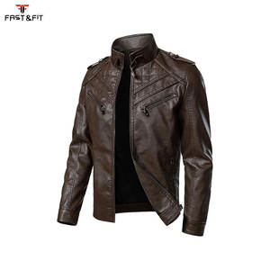 Veste de motard en cuir véritable pour homme, coupe slim, zippée, bomber, imperméable, réversible, logo sur le devant, vêtement d'extérieur pour l'hiver - Product Image 3