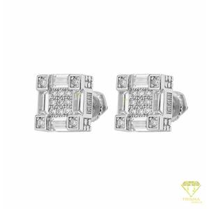 Boucles d'oreilles clous géométriques classiques en diamant de laboratoire, en argent sterling 925, design élégant de bijoux fins - Product Image 4