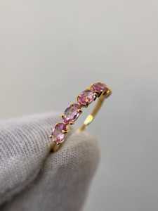 แหวนหมั้นพลอยไพลินสีชมพูอ่อน เงินแท้ 925 ชุบทอง 14K - Product Image 4