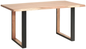 Mesa de Comedor Moderna Rústica con Tapa de Madera de Acacia Sólida con Borde Natural y Base de Madera Negra, Plegable, Ecológica, de Dos Tonos - Product Image 2