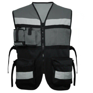 Chaleco de Seguridad Reflectante de Alta Visibilidad con Bolsillos y Cierre de Cremallera, Ropa de Trabajo de Poliéster Gris Unisex - Product Image 6