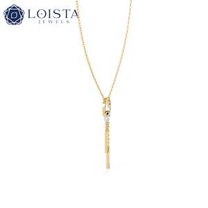 LOISTA Women's Yellow Gold Lab Grown Diamond <b>Necklace</b> Gold Plated Luxury Minimalist Design Round Brilliant Cut Everyday Wear - Product Image 2